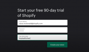 Shopify start page